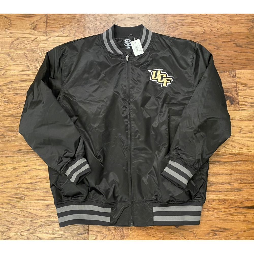 UCF Knights Rivalry Threads Bomber Jacket Mens Medium Black Varsity Full Zip NWT